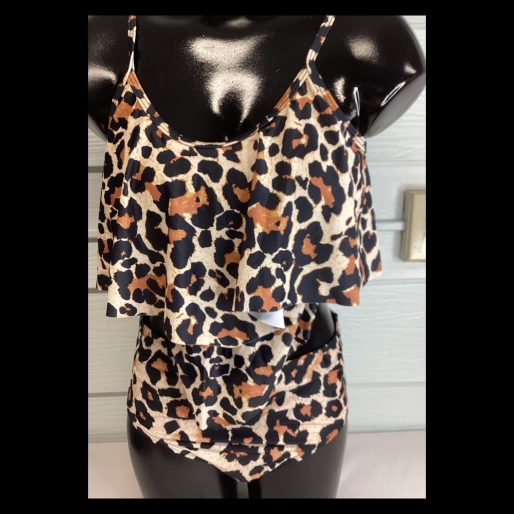 Leopard Print Women's two piece swimsuit.
